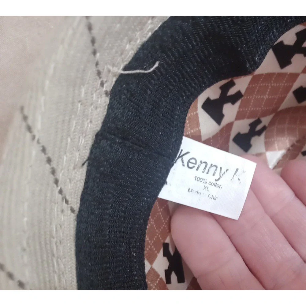 Kenny K. Beige Brim Embroidered Lined Fedora Hat 100% Cotton XL